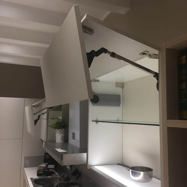 上翻折叠联动门厨房吊柜液压缓冲随意停气撑杆 83度开启限制器止碰