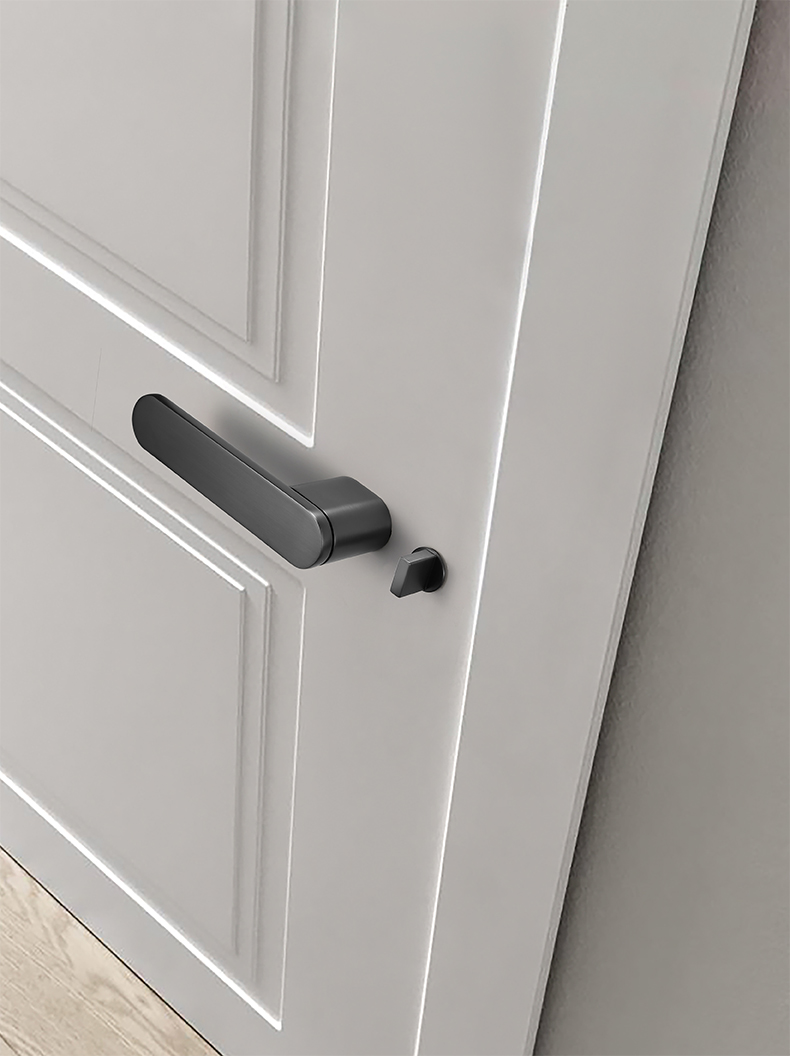 极简门锁室内卧室房门锁现代简约生态木门锁门把手静音锁磁吸门锁灰钢