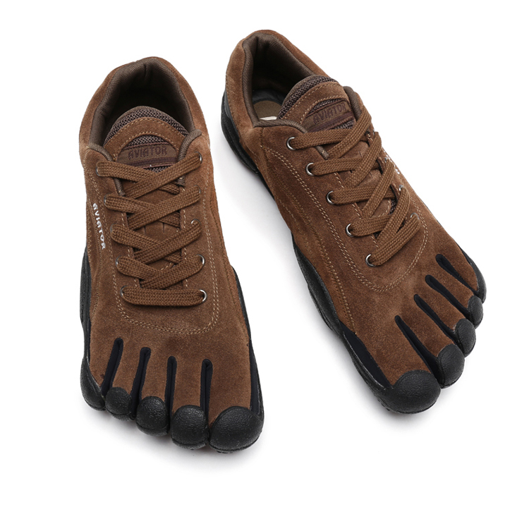 阿威托小牛皮五趾鞋韩版潮鞋户外登山耐磨五指鞋黑色44