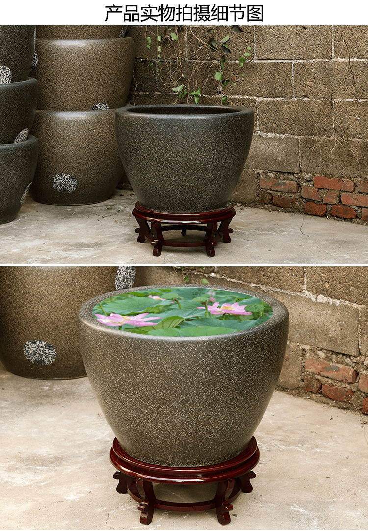 蓝桂仿石鱼缸老式水缸养鱼阳台室外庭院大缸睡莲缸荷花缸风水聚财缸