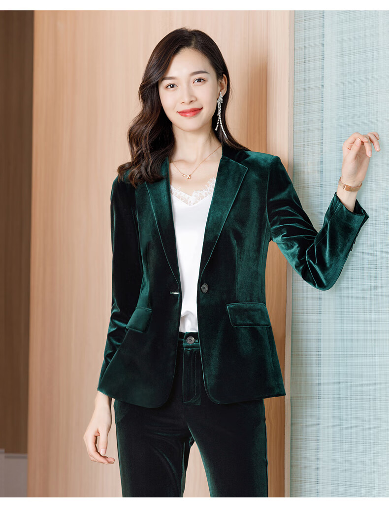 南极人 金丝绒小西装外套女2020秋季高端职业时尚气质上衣垂感丝绒
