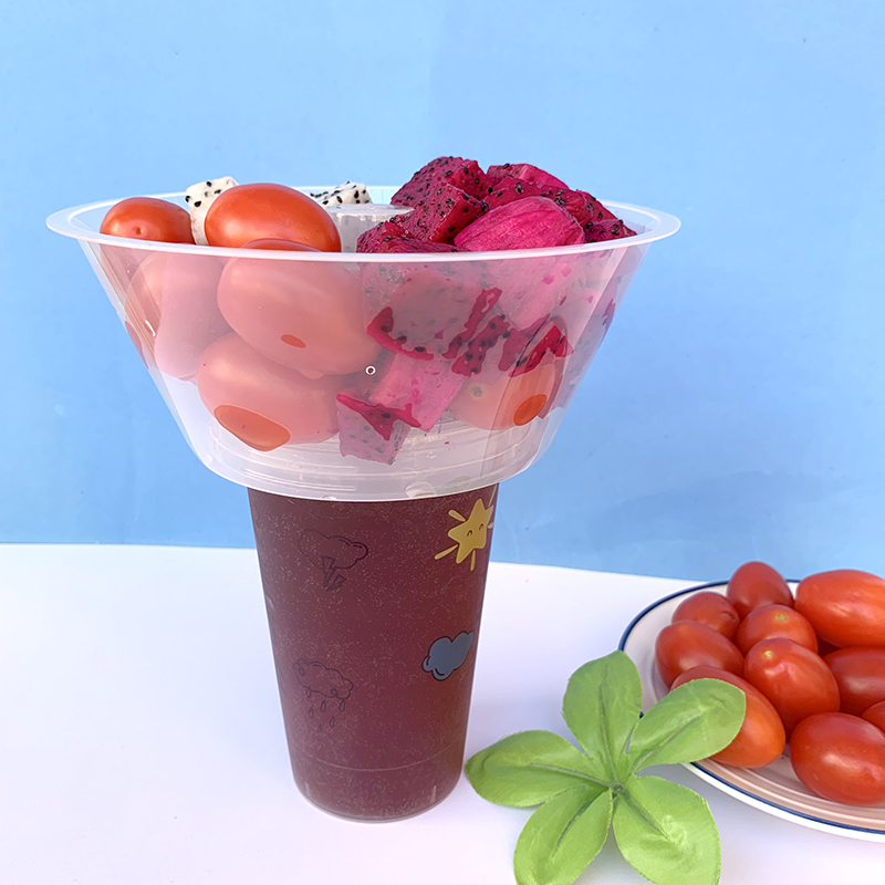 纤雅洁塑料一次性网红冒菜冰粉奶茶杯子创意牛排炸鸡水果火锅小吃杯托