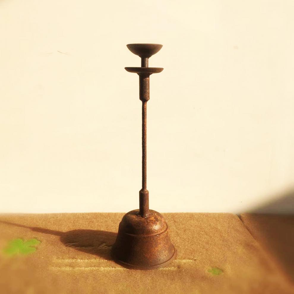 煤油灯 老油灯 老式玻璃灯罩老铁灯复古老灯台禅意茶道铸铁灯盏酥油灯