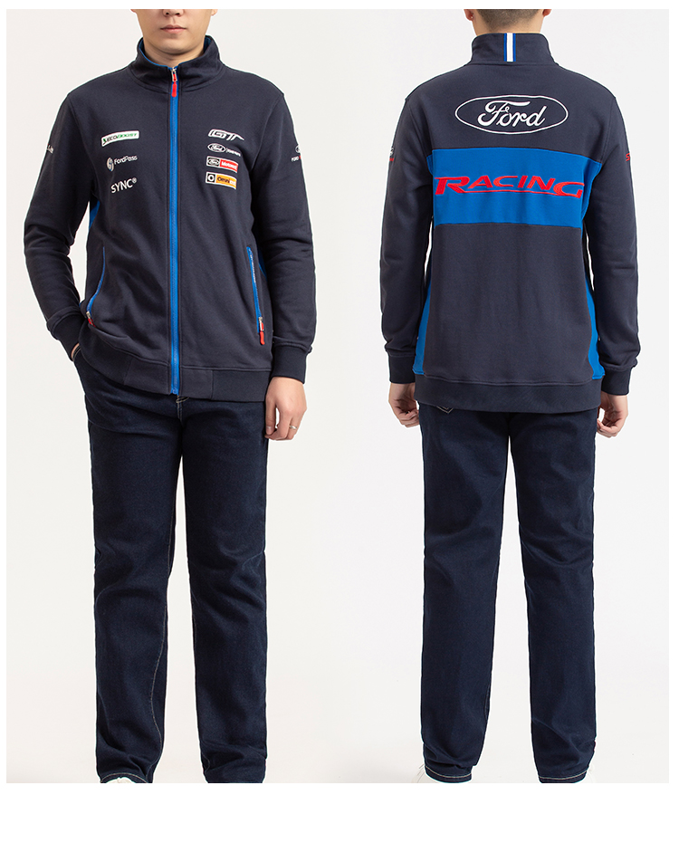 米集新款福特4s店工作服汽车销售前台男西装上衣牛仔裤女秋长卫衣长