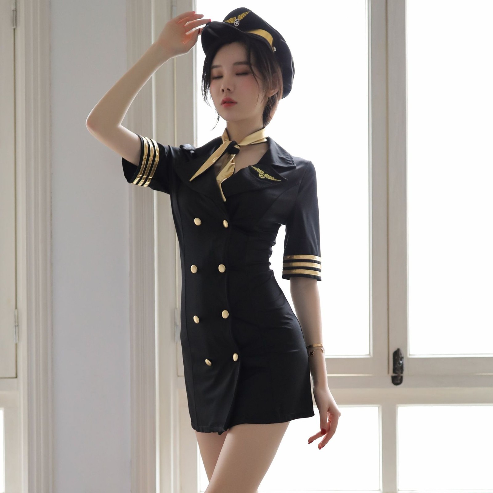 德の村官方成人性感睡衣女诱惑黑丝袜情趣制服套装连体吊带透视角色