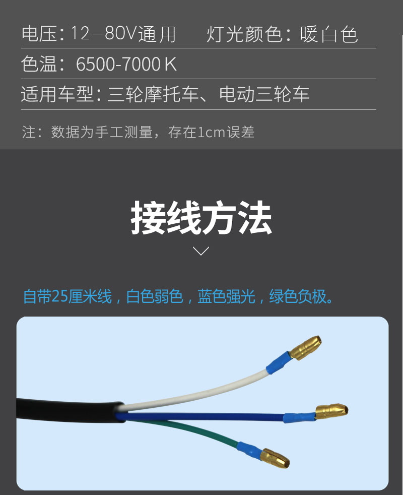 电动三轮车大灯总成超亮led大灯电瓶车摩托车前照灯强光12v80v通
