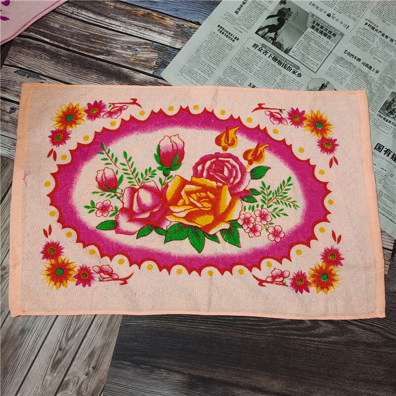 70年代枕巾老式双囍枕头巾幸福枕头巾加宽加厚婚庆家用成人提花枕巾