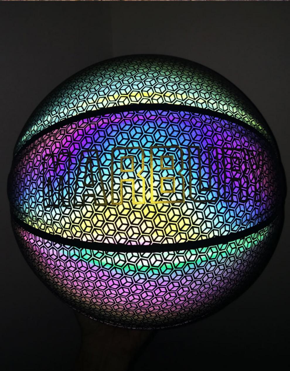 马布里反光篮球夜光会发光蓝球荧光闪光星空月色 篮球花束经典黑-材料