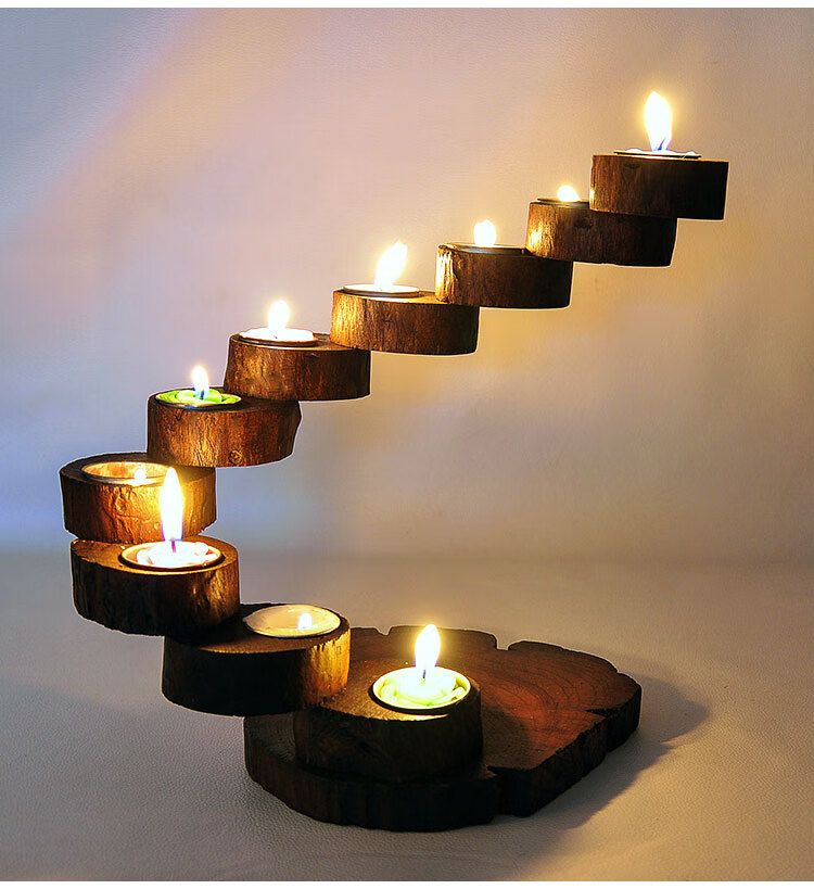 青苇蜡烛台香薰泰国复古香薰蜡烛台烛光晚餐家用餐桌蜡台旋转烛台中式