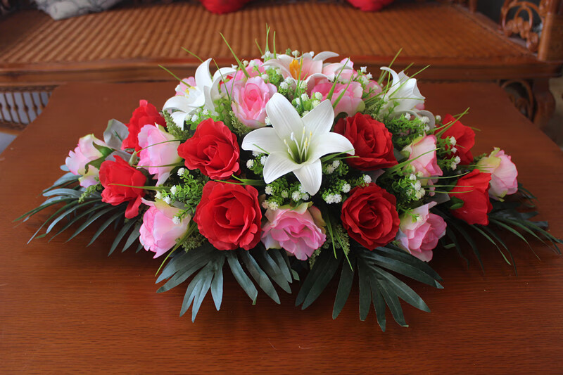 仿真台花长形会议桌花迎宾台接待台前台茶几摆放装饰花艺塑料假花t 90