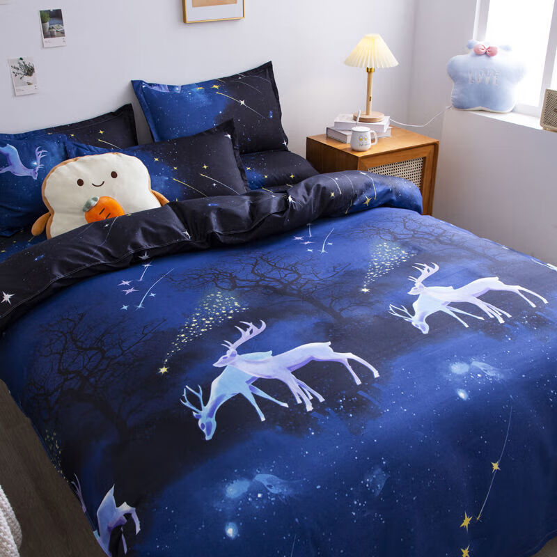 雅鹿家纺旗舰官方 被套单件网红浪漫星空蓝色被套单件被罩床上用品