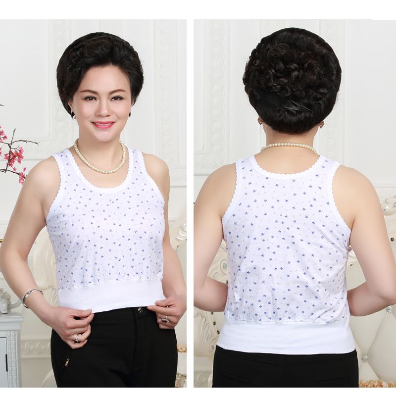 老太太背心老头汗衫老人背心夏季中老年女妈妈棉吊带背心老人大码宽松