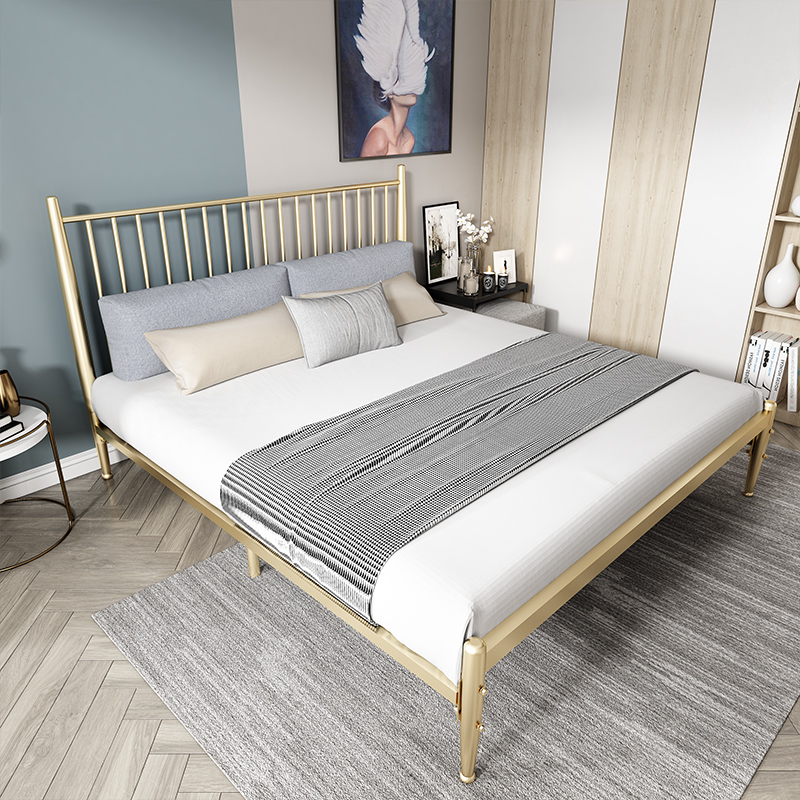 媛丽雅北欧铁艺床双人15米18m轻奢现代简约ins网红公主铁床出租屋黑色