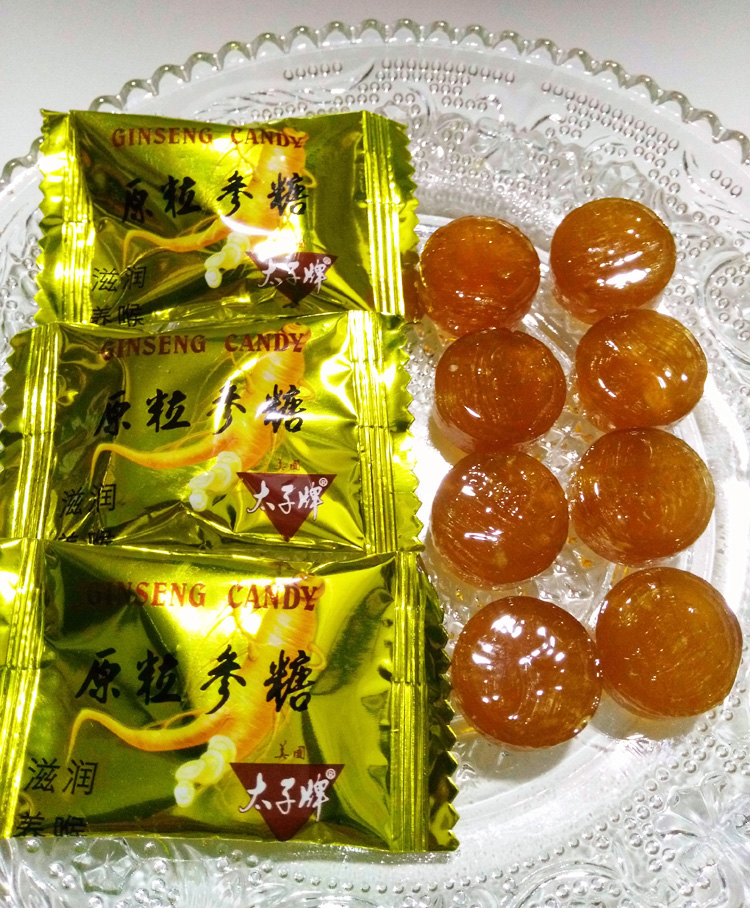 花旗参糖美国太子牌原粒花旗参糖西洋洋参润喉糖进口人参糖礼盒散装喜