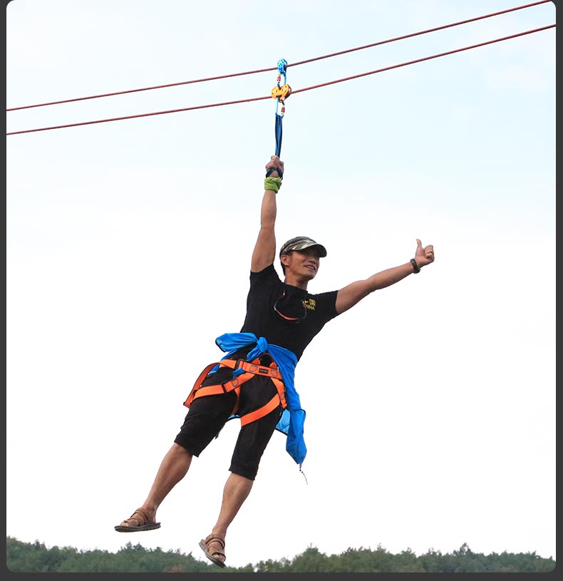 溜索双滑索滑轮组索道滑轮高空运输设备吊运横渡钢缆绳索轴承滑轮红色