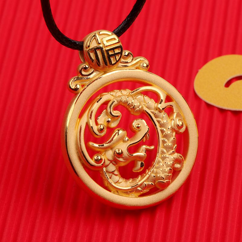 足金999吊坠情侣款 3d硬金龙凤黄金吊坠男女项链挂坠 4.