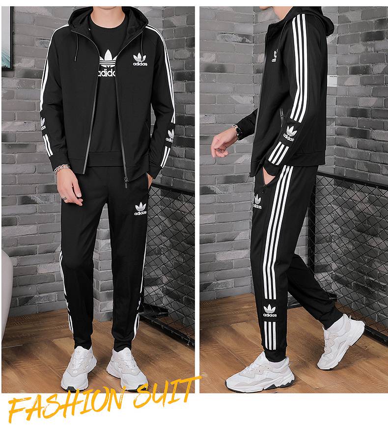 三叶草运动套装男春秋季卫衣卫裤连帽外套长裤跑步休闲运动服两件套女