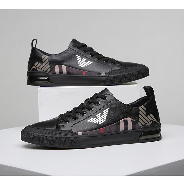 奢侈品牌阿玛尼男鞋年新款网红潮流时尚小白鞋男士百搭板鞋真皮休闲