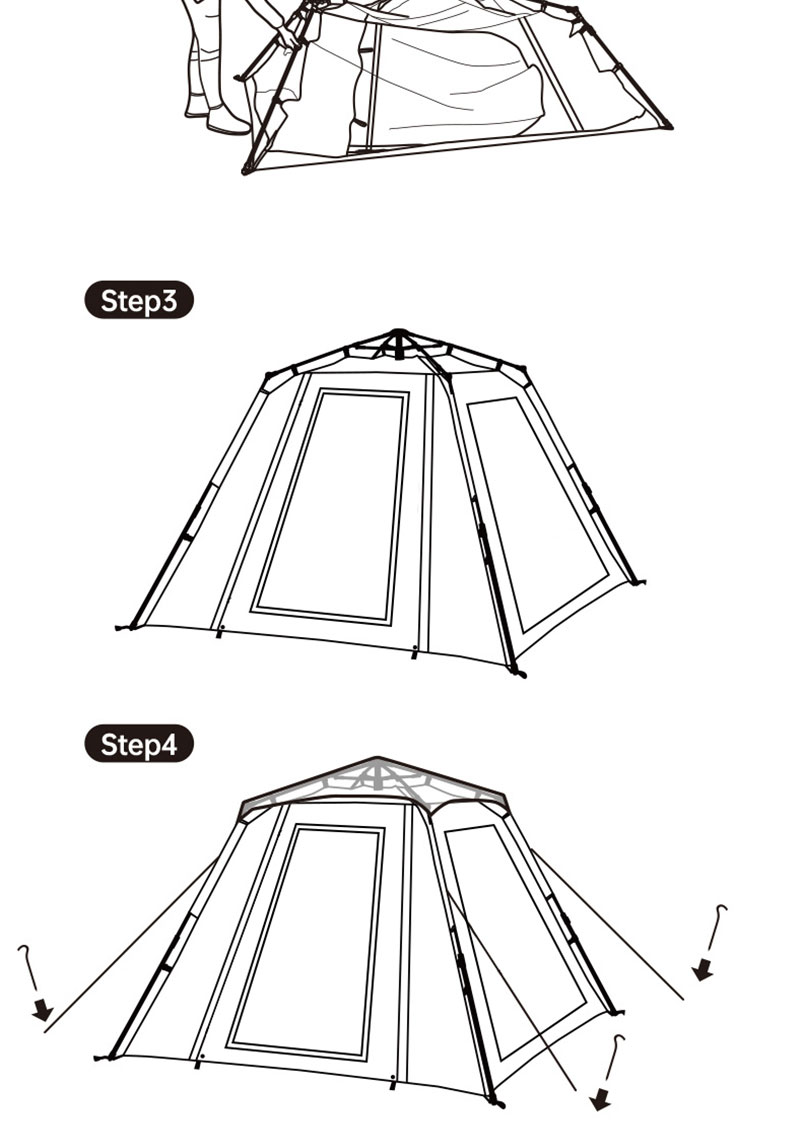 户外帐篷34人全自动四面网纱透气帐篷多人野外露营防