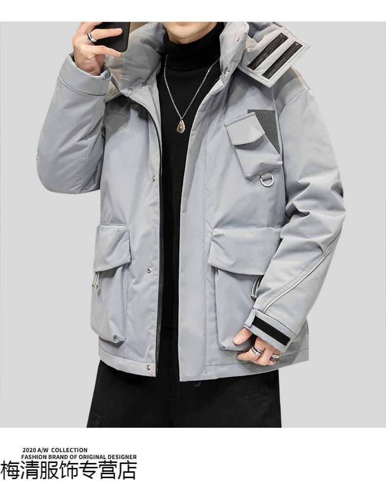 优品衣库冬季男士工装羽绒服2020年新款男保暖外套男款鸭绒港风短款