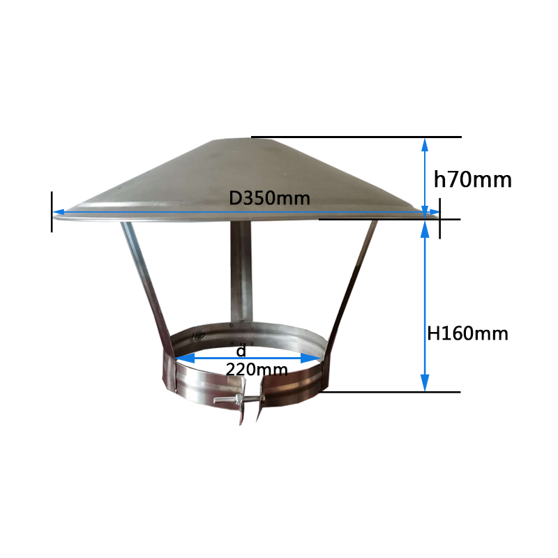 不锈钢烟囱防雨帽烟筒盖土灶排烟管罩防风帽室外烟囱防风盖防雨罩抱箍