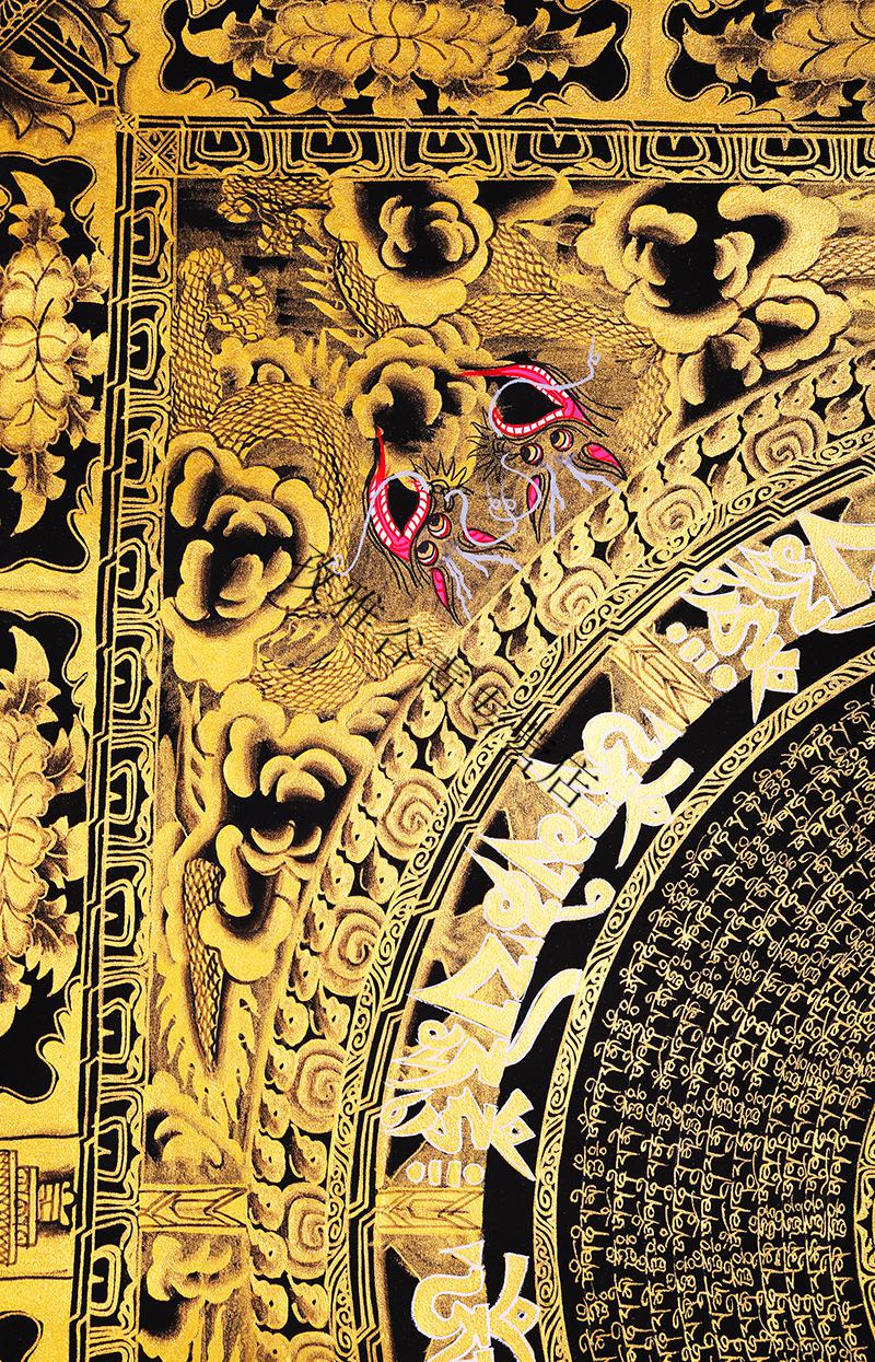 尼泊尔唐卡西藏手绘手工龙坛城布本装饰画客厅玄镇挂画宅金唐卡