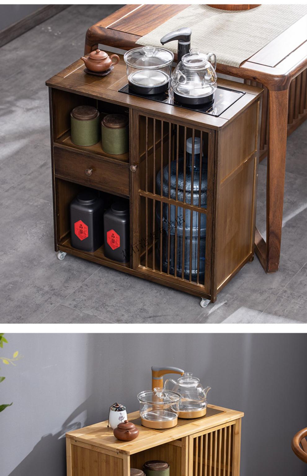 茶架移动茶柜泡茶台烧水壶一体煮茶架实木茶水置物架茶具茶叶收纳柜子