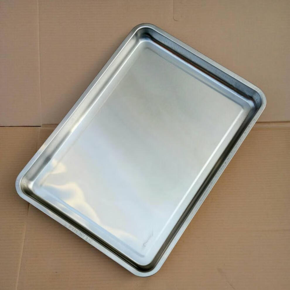 304加厚不锈钢大方盘托盘菜餐盘烧烤盘蒸饭盘加大盘子长方形铁盘50x35