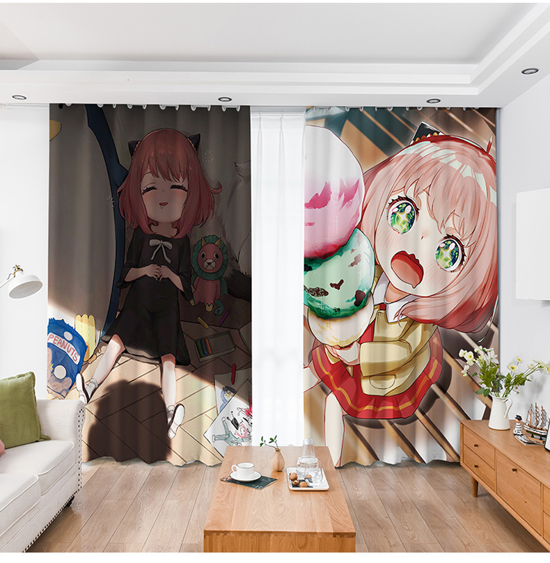 【京选】间谍过家家窗帘 动漫二次元窗帘免打孔小窗户窗帘全遮光来图