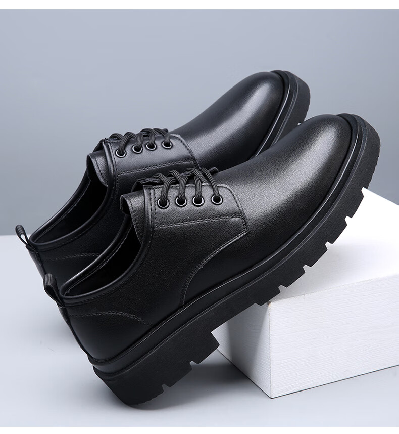 木林森mulinsen皮鞋男鞋子钢头真牛皮大头皮鞋单劳保鞋正装男士休闲