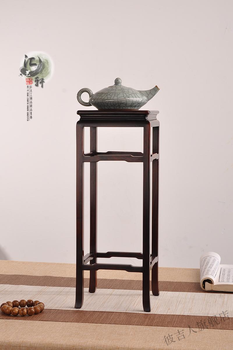 红正方明式高几奇石玉器摆件花瓶花盆盆景石头架子底座252535cm缅甸