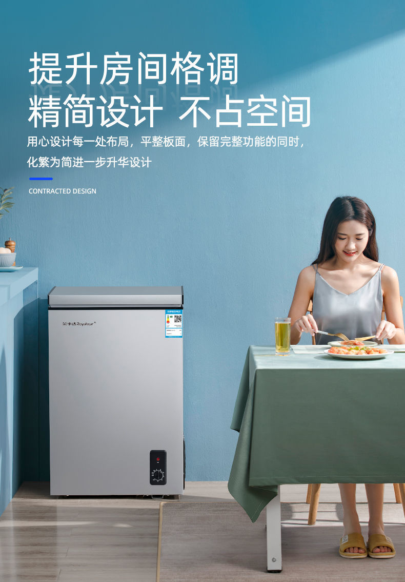 荣事达小冰柜家用小型二人冰箱商用大容量冷冻冷藏迷你冷冻柜108标准