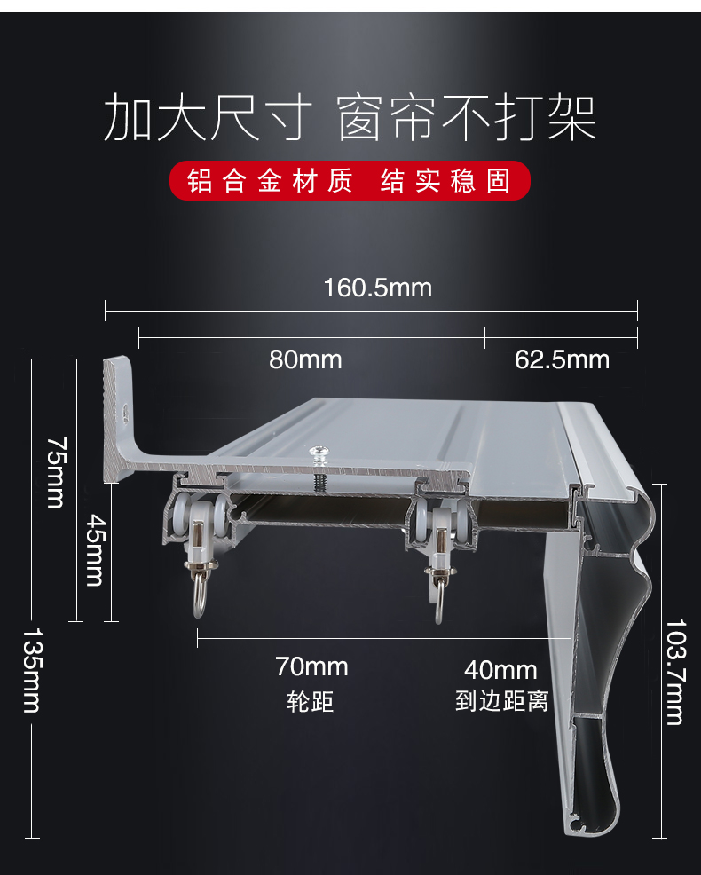 凤倪窗帘盒轨道挡板装饰一体配件滑轮滑轨明装顶装双轨静音侧装式滑道