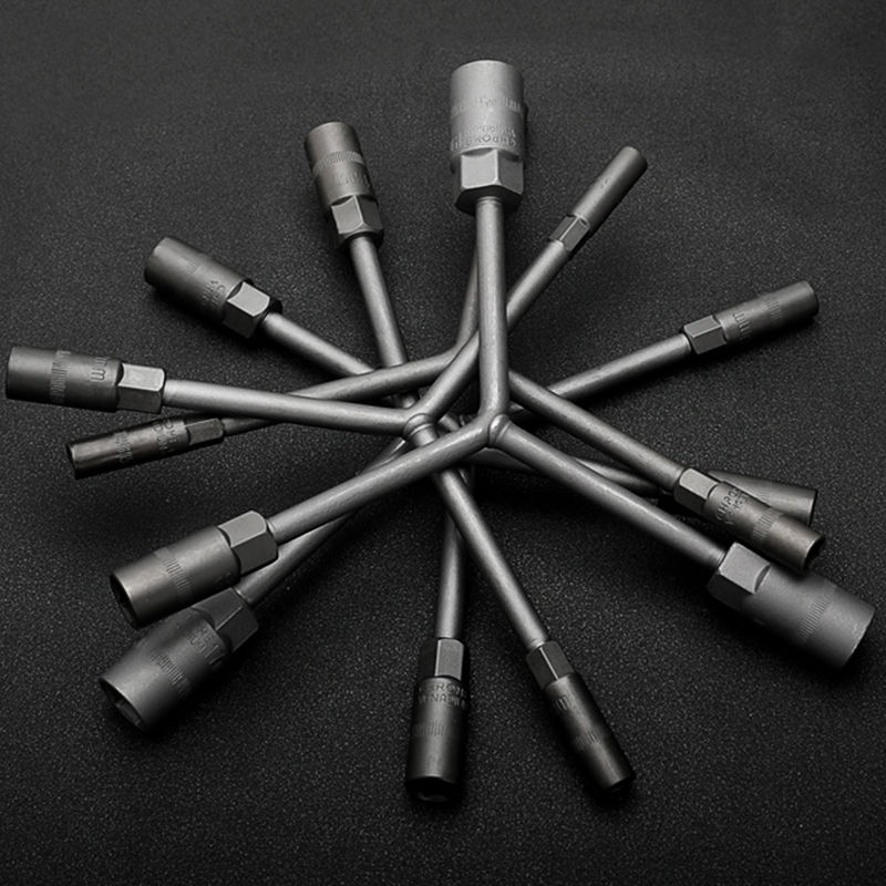 三叉套筒扳手y形汽摩托车轮胎扳手人字形外六角汽修扳手汽修工具电镀