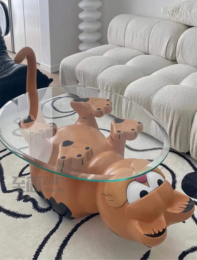 浙韵动物茶几北欧可爱动物造型玻璃小茶几创意迷你卡通小户型玻璃钢