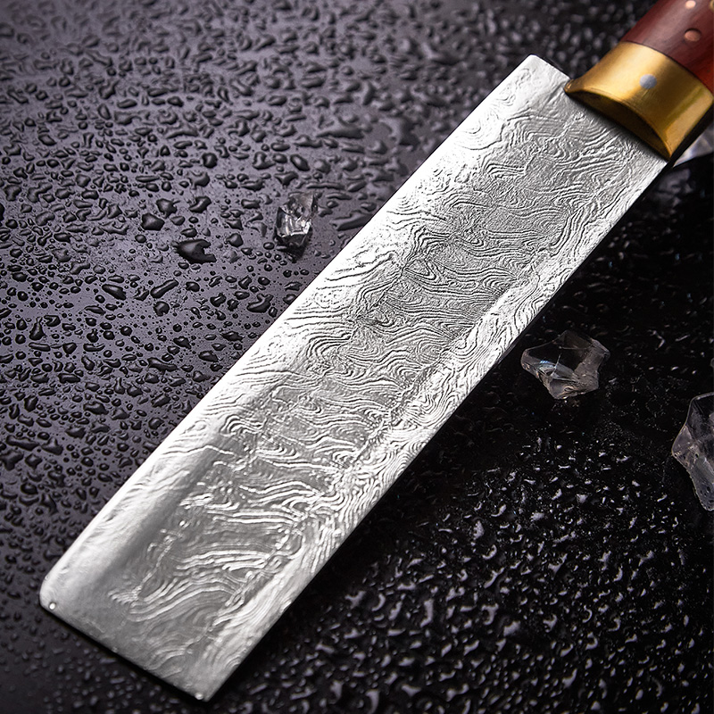 楚家刀十样锦折小厨刀花纹小菜刀厨师刀具大马士革千层纹收藏切片刀