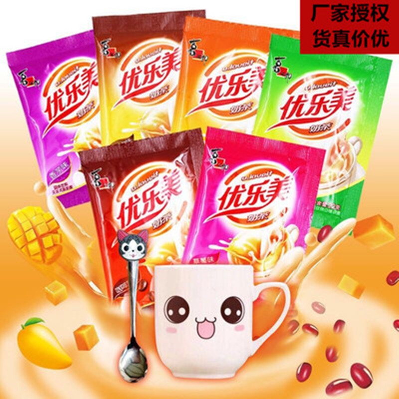袋装速溶奶茶粉早餐下午茶冲饮阿萨姆香飘飘奶茶杯装 优乐美草莓味50