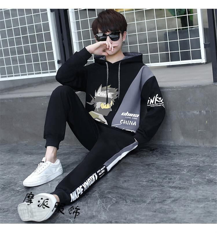 13秋冬季潮流卫衣男孩外套14岁初中生运动套装男1岁大童1618岁高中生