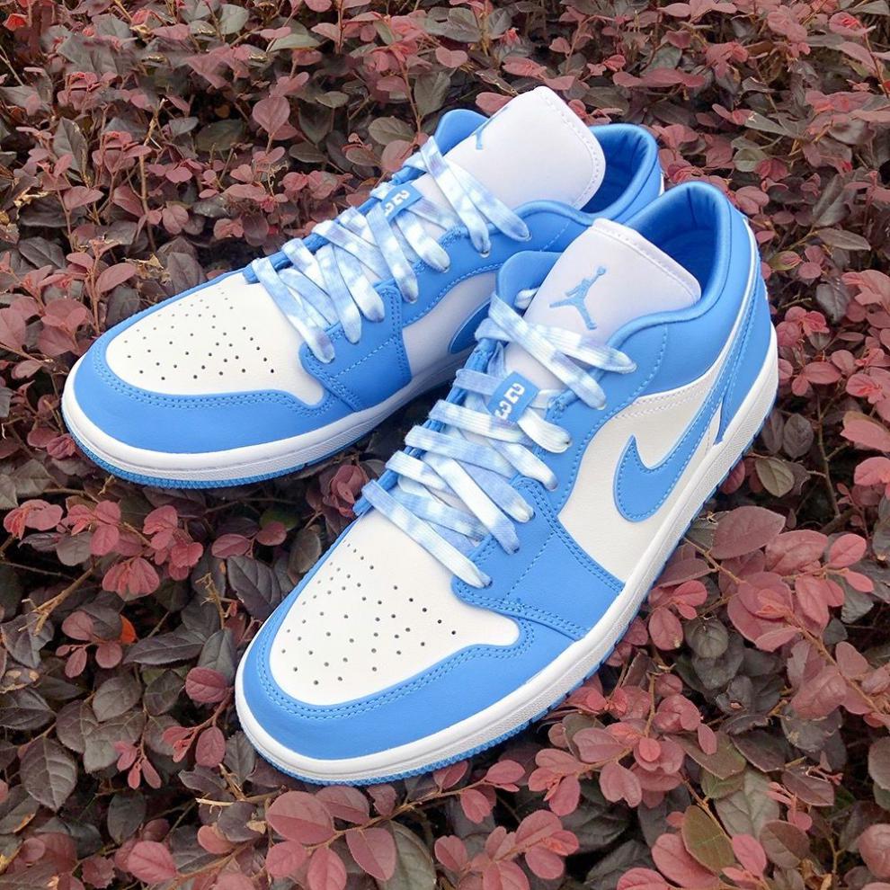 球鞋空军一号af·1白蓝天蓝aj·1北卡蓝扎染天空鞋带 天蓝色扎染鞋带