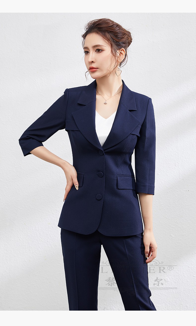 黎威尔品牌女装职业套装女气质青果领商务通勤西服前台工作服正装橘