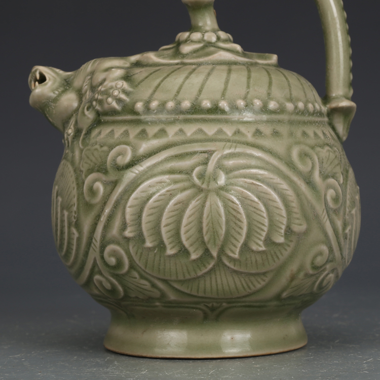 2022新款古玩真品老物件 宋耀州窑青釉提梁倒流壶古董收藏包老保真