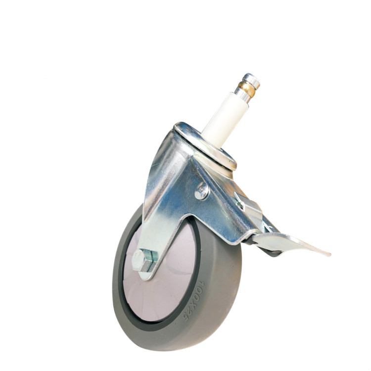 万向轮4寸餐车轮白云静音收餐车脚轮万向轮卡簧插杆11x35橡胶轮子 4寸