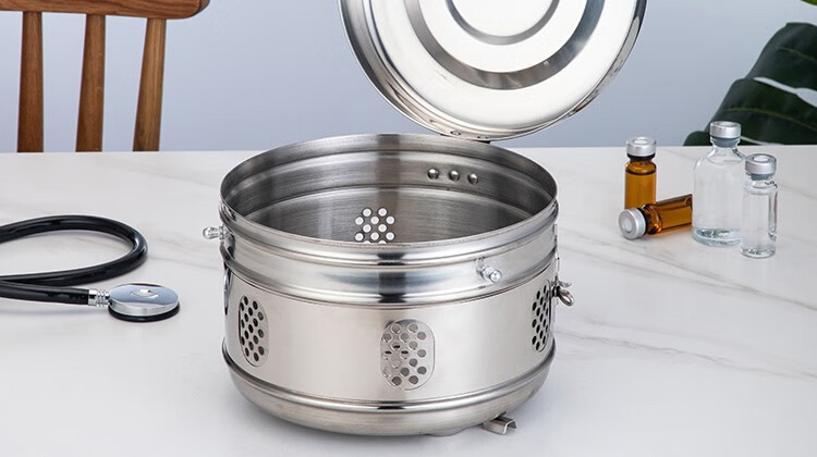 粤顺康不锈钢消毒罐医院用储槽消毒贮槽敷料纱布器械盒304棉花缸17cm