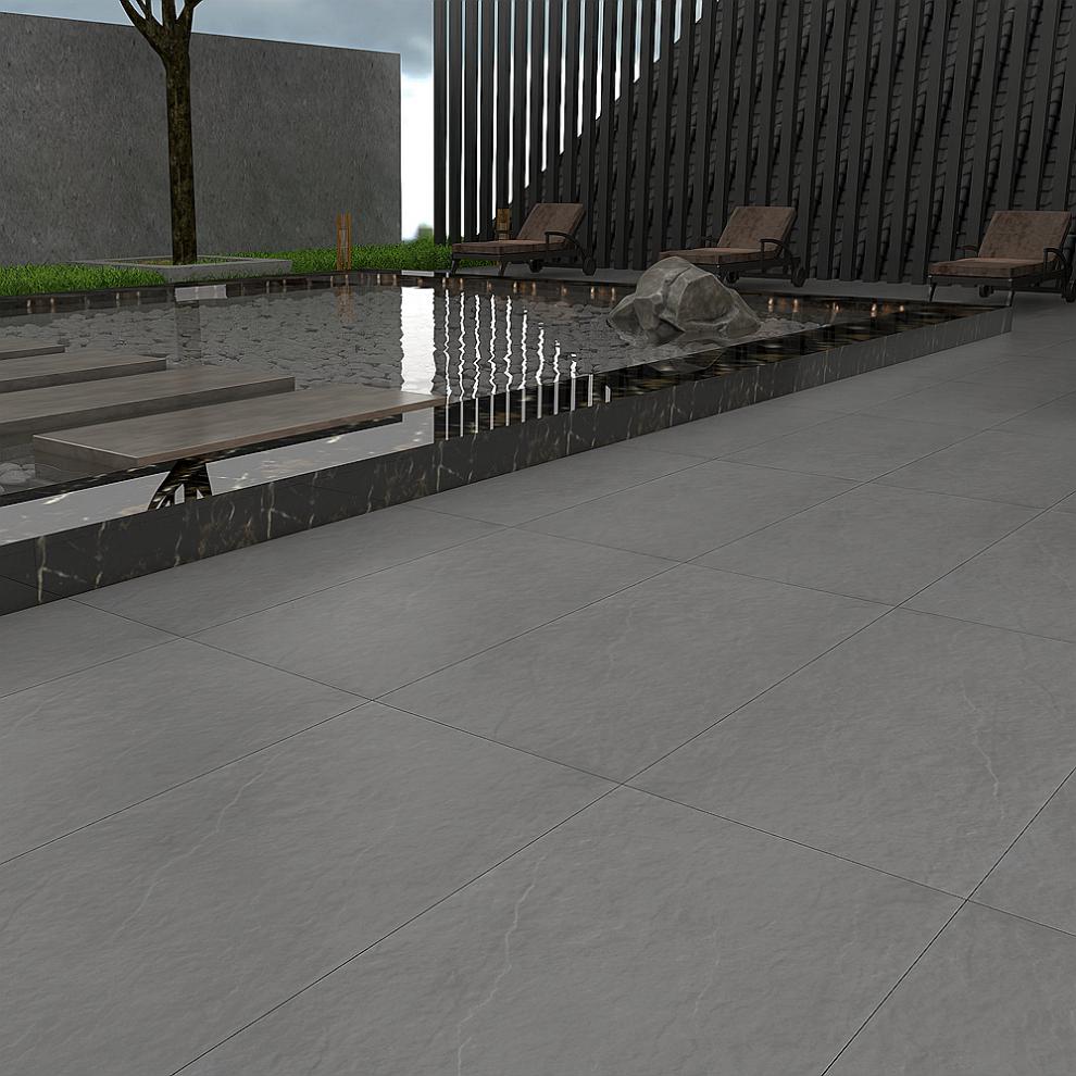 通体板岩黑灰色瓷砖600x1200仿古砖哑光室外庭院地砖火烧石防滑砖屿笙