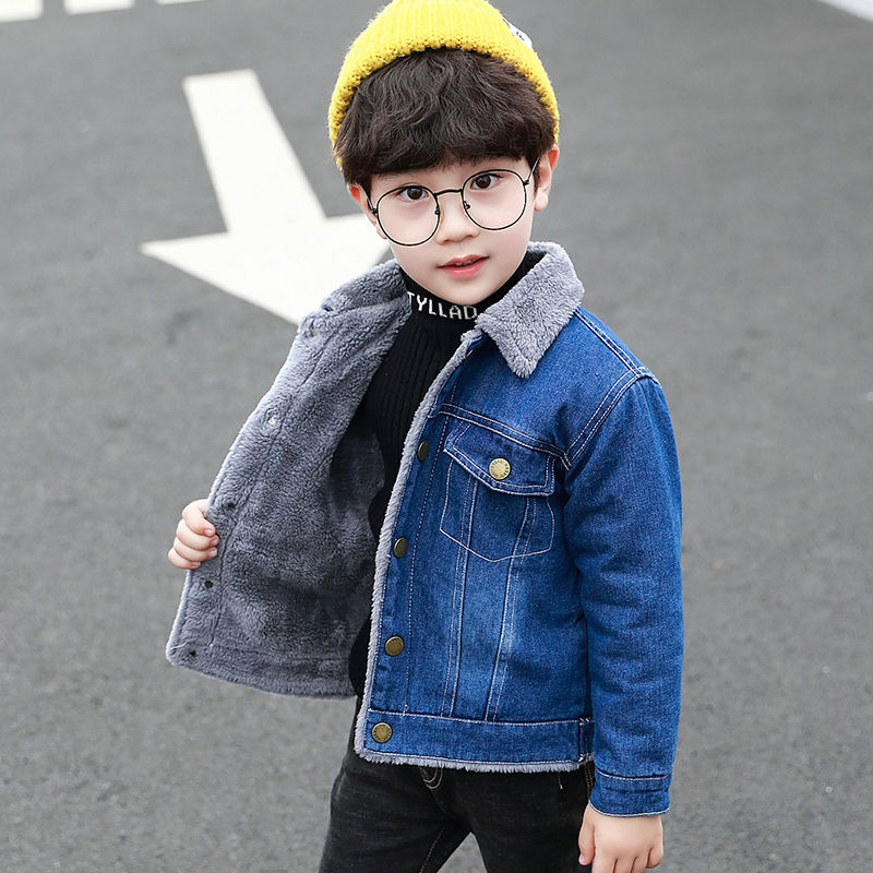 高品质男童秋冬季外套新款童装男童牛仔外套秋冬装2021新款儿童加绒