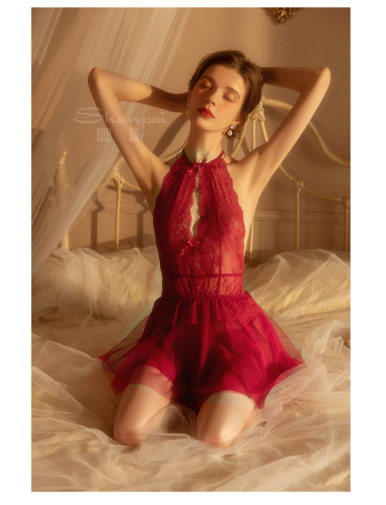 珊派性感睡衣大码200斤2022年新款夏女蕾丝睡裙吊带情绪内衣透明情趣