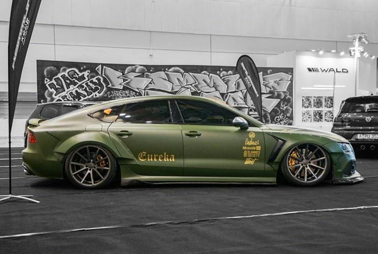 适用于11-18款奥迪a7 s7 rs7改装碳纤维前唇侧裙带灯后唇扰流尾翼 19