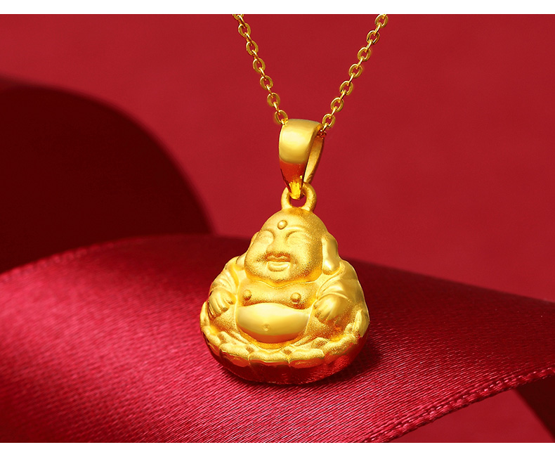 云款佛头吊坠金大肚弥勒佛挂坠本命佛金项链男wufu 弥勒佛吊坠【金色