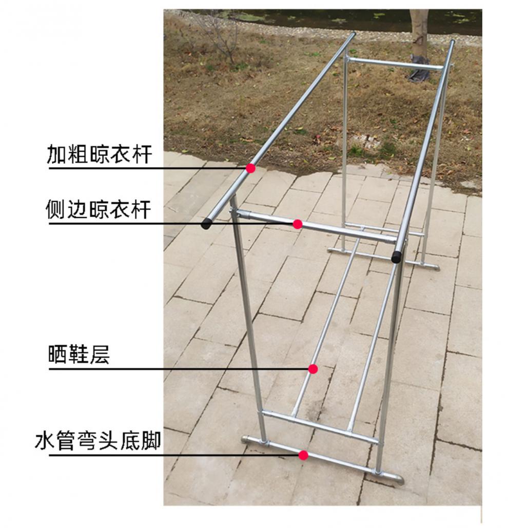 金槌镀锌钢管晾衣架落地室外户外晒被架晾衣杆阳台楼顶防风加厚挂衣架
