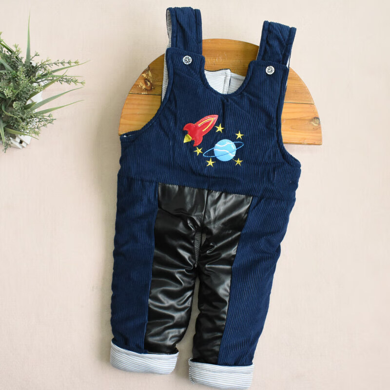 秋冬宝宝背带裤加厚外穿男童女童婴儿开档连体裤儿童羽绒棉棉裤小孩子